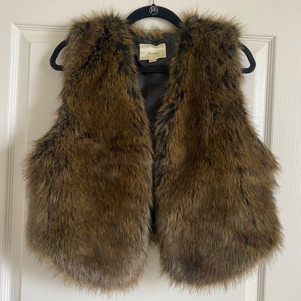 Anthropologie Nanterre Cropped Faux Fur Vest - Elevenses (M)